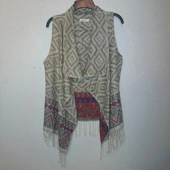 paparazzi Sweaters - Paparazzi Vest Cardigan Asymmetrical Open Front Boho  Fringe Large